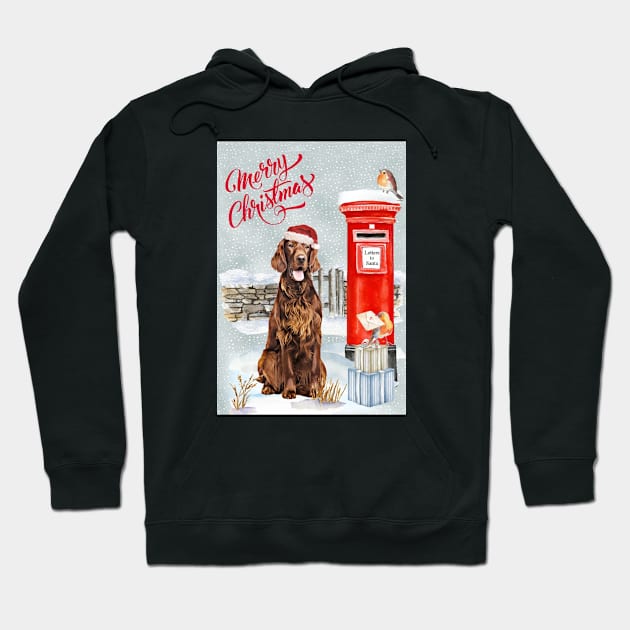 Irish Setter Merry Christmas Santa Dog Hoodie by Puppy Eyes